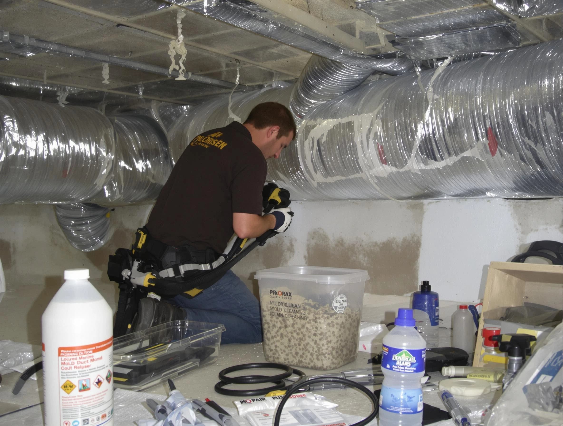 Glen Allen Air Duct Cleaning specialist performing professional mold removal from air ducts in Glen Allen