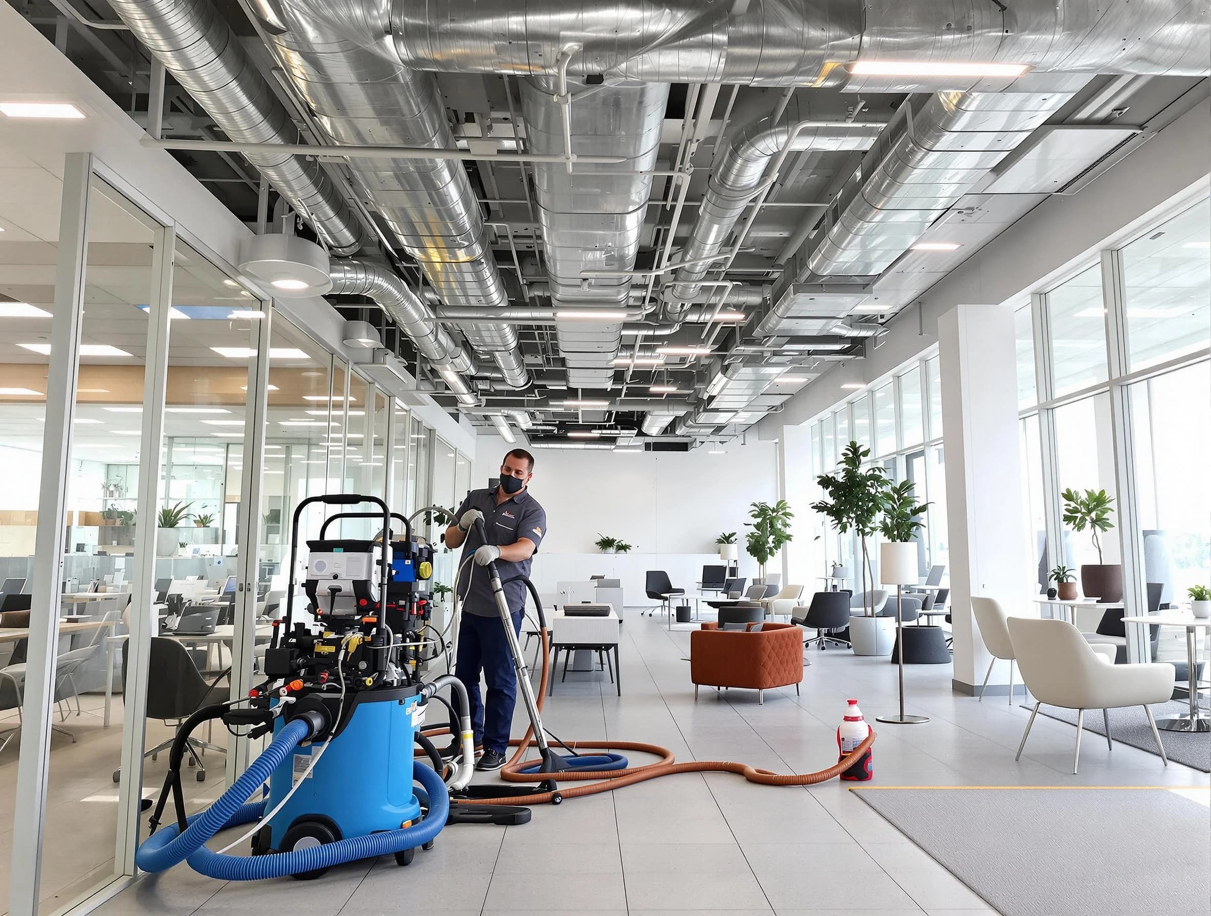 Glen Allen Air Duct Cleaning team conducting comprehensive commercial duct cleaning at a business location in Glen Allen