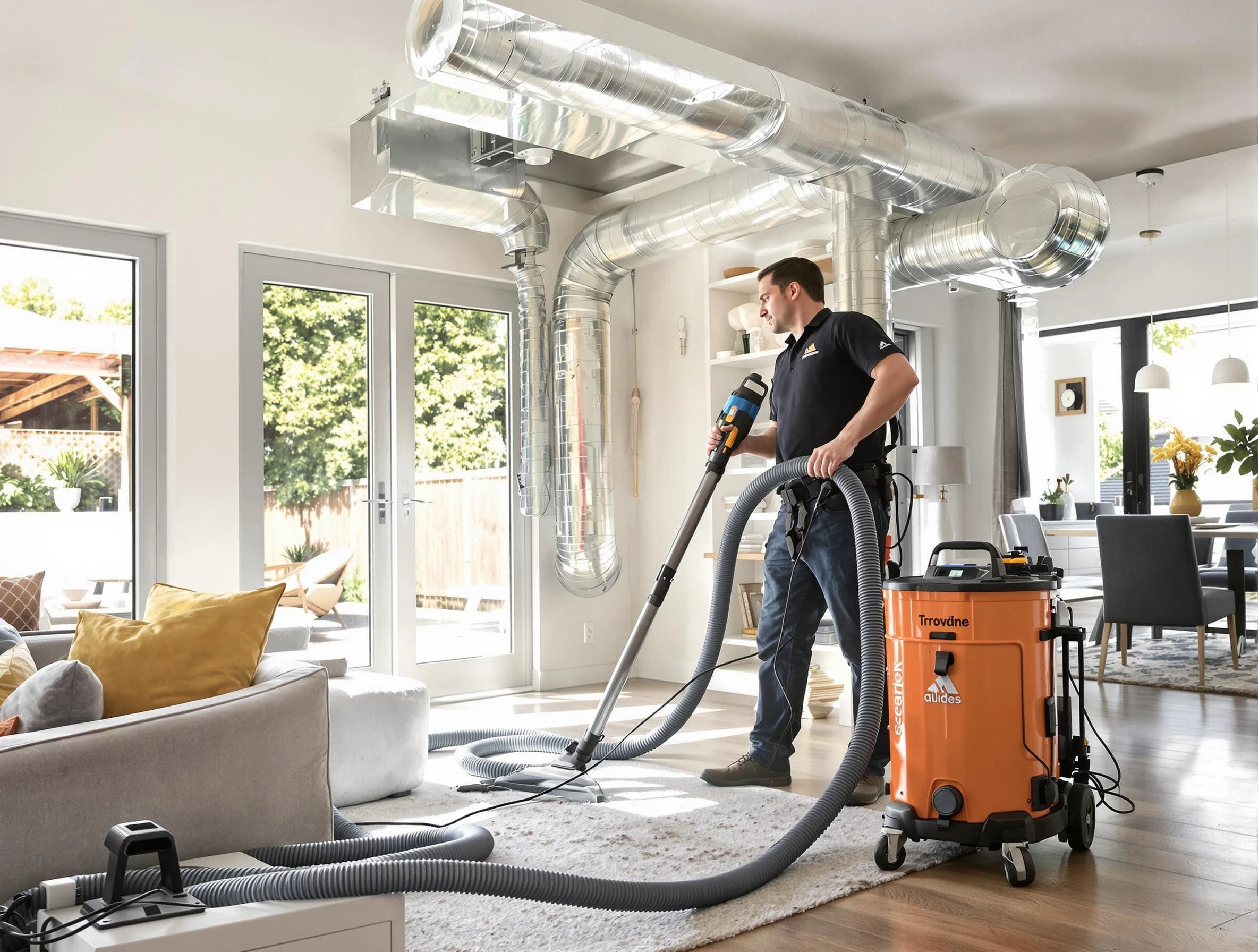 Glen Allen Air Duct Cleaning specialist performing thorough residential duct cleaning using advanced equipment in Glen Allen