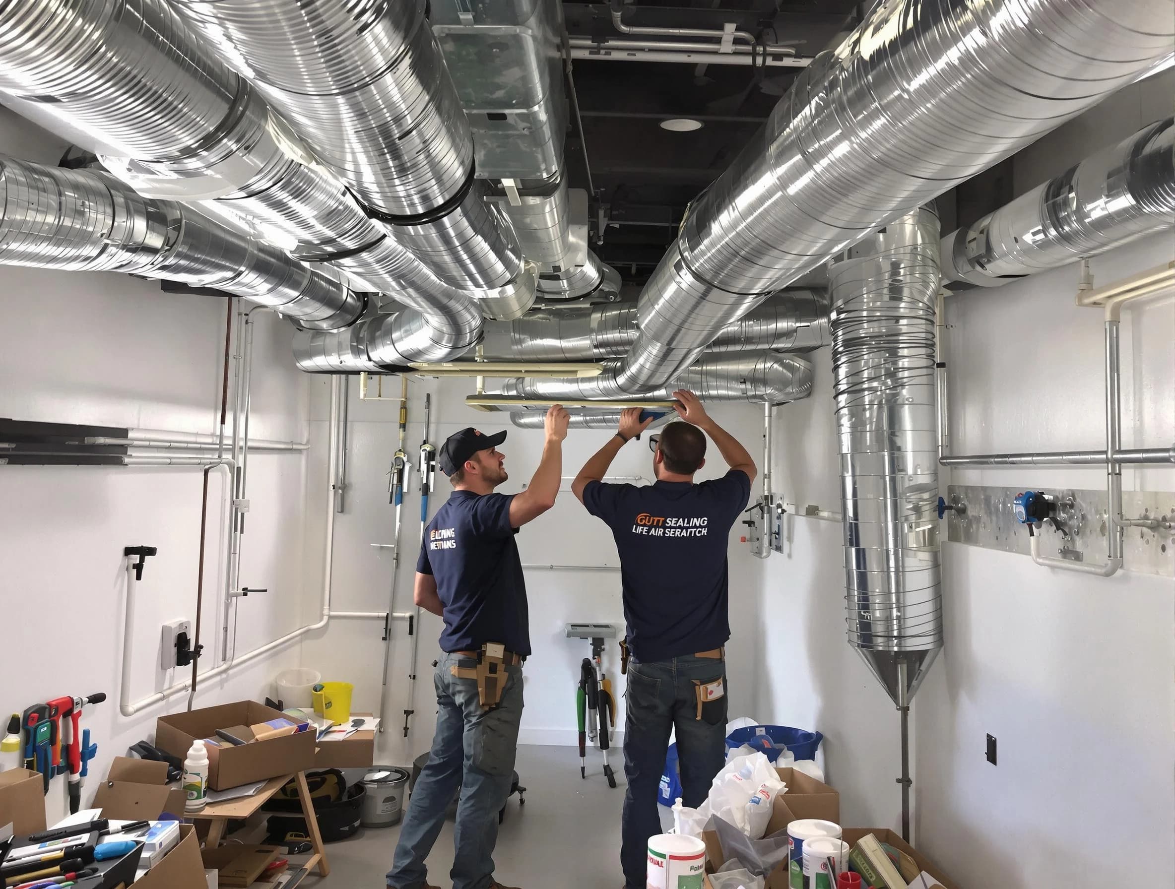 Glen Allen Air Duct Cleaning technician applying professional duct sealing solutions in Glen Allen
