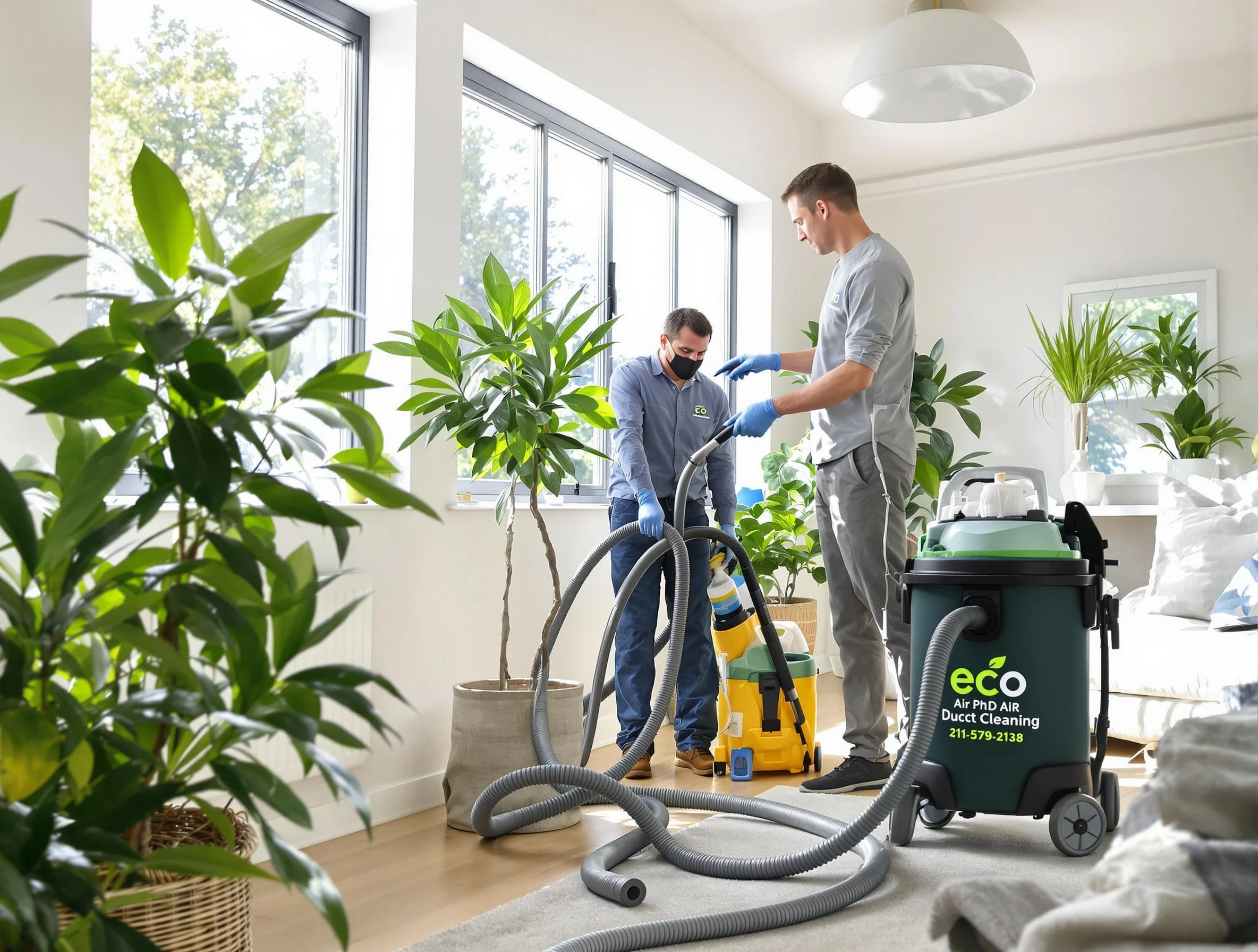 Glen Allen Air Duct Cleaning technician performing eco-friendly duct cleaning using sustainable methods in Glen Allen