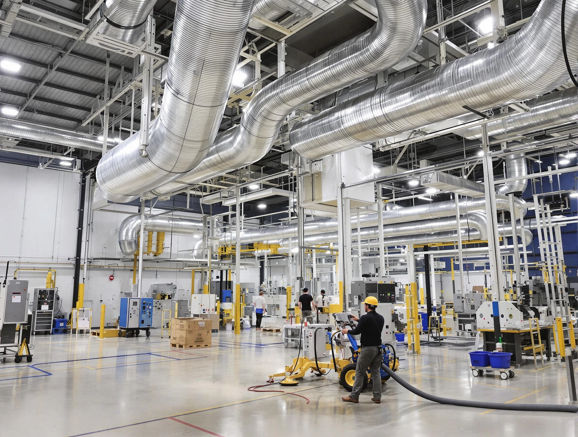 Glen Allen Air Duct Cleaning team performing comprehensive industrial duct cleaning at a large facility in Glen Allen
