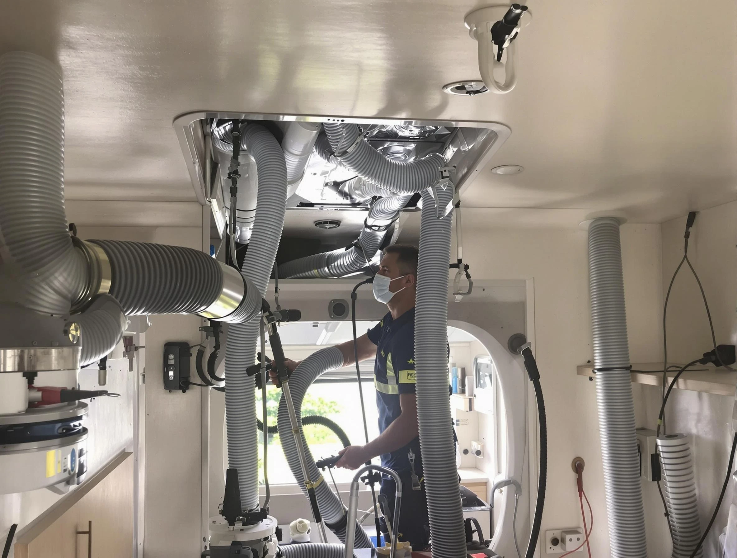 Glen Allen Air Duct Cleaning specialist performing precise mobile home duct cleaning in Glen Allen